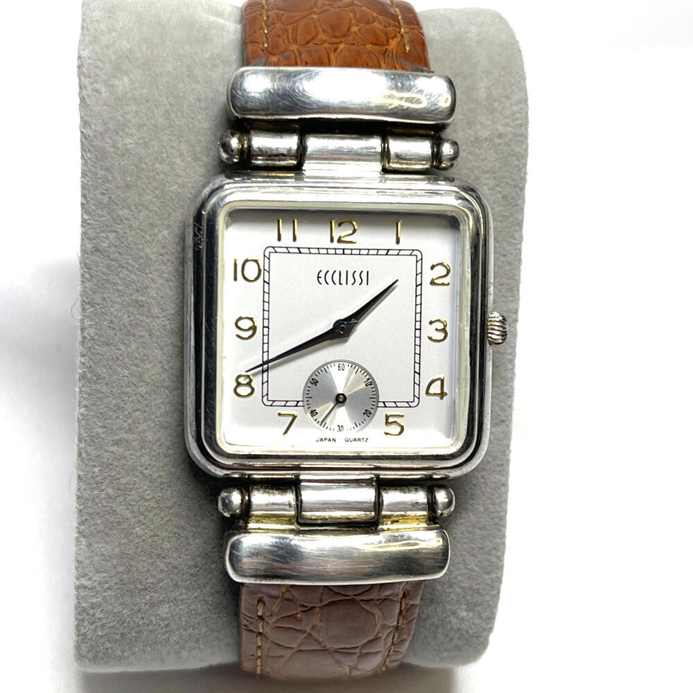 Ecclissi 787 Sterling Silver Swiss Quartz Seconds Dial Ladies Watch New Battery